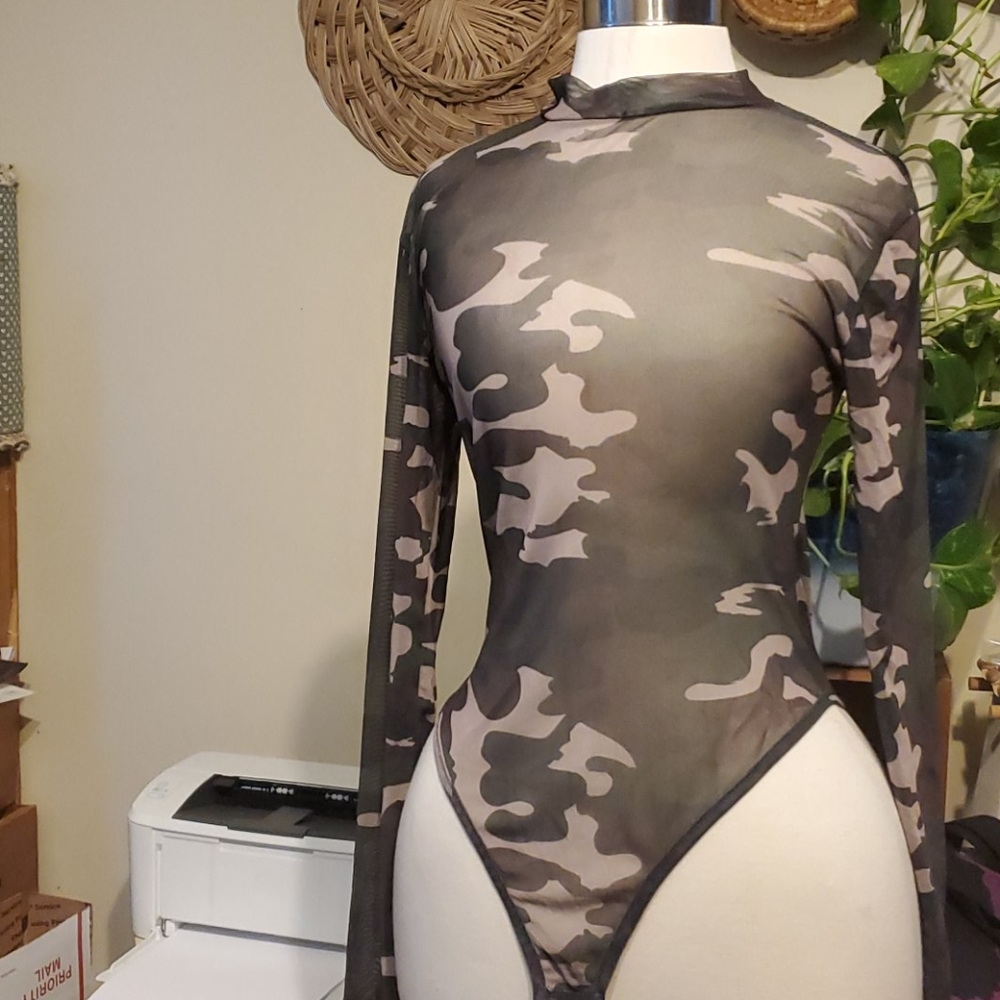 Sheer Camouflage Bodysuit